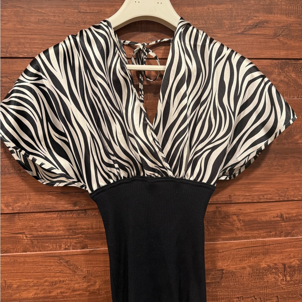 Zebra Print Black and White Dress